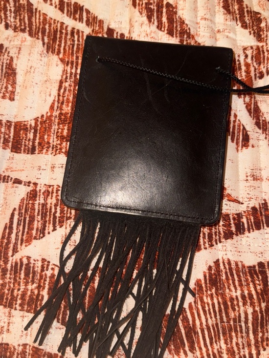 Leather Fringe Crossbody Bag - Brown & Black Artwear by Robbie  Mini Purse - Picture 2 of 7